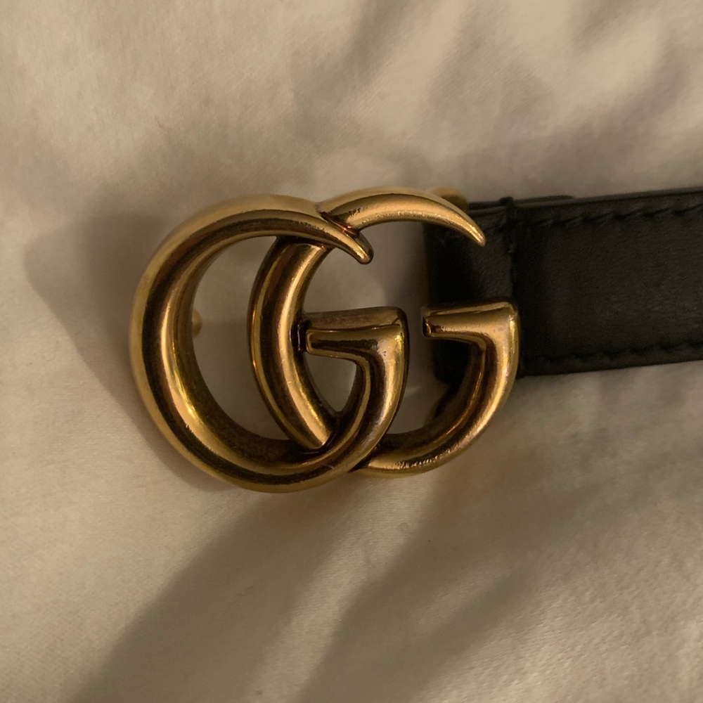 AUTH - GUCCI Leather belt with Double G buckle